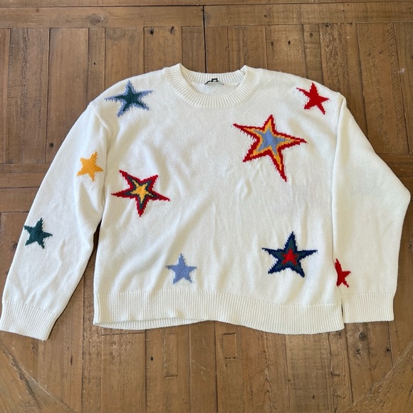 Rails Perci Multicolor Multi Star Sweater Small Crewneck Knit Cashmere cotton - Picture 4 of 11